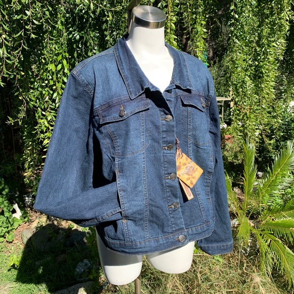 HYBRID & COMPANY Blue Jean Jacket Stretch Plus 2X - Picture 3 of 8